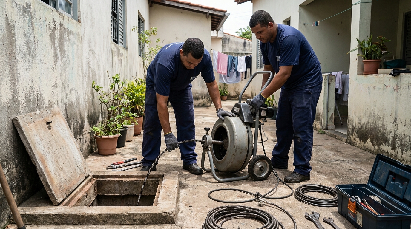 Desentupimento de Coluna Sanitária em Jundiaí‑SP