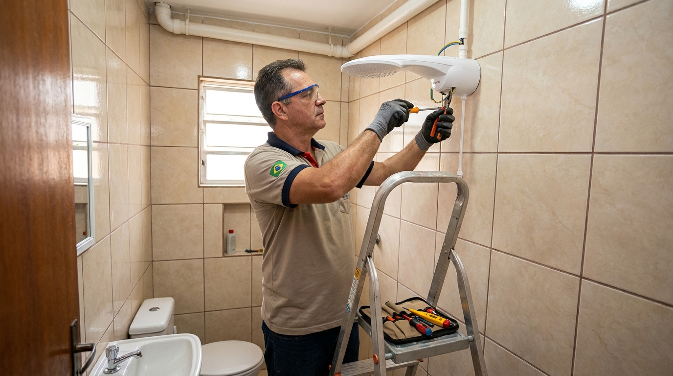 Substituição de Chuveiro Antigo em Jundiaí‑SP